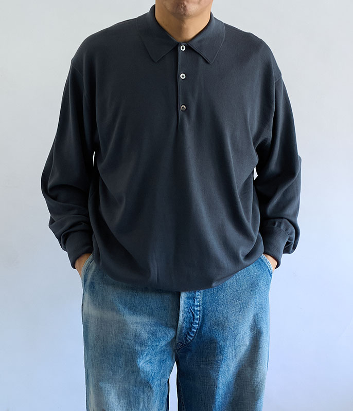 A.PRESSE Wool Knit L/S Polo Shirts [GRAY] - Fresh Service