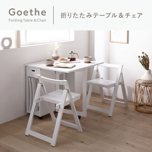 木製 折りたたみダイニング 5点セット/折りたたみテーブルとチェア4脚