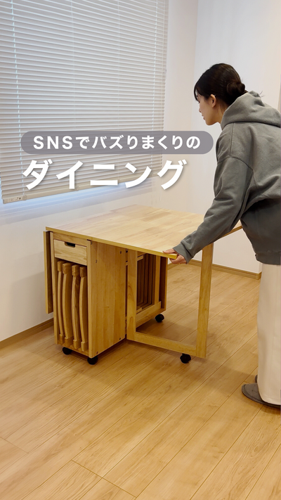 木製 折りたたみダイニング 5点セット/折りたたみテーブルとチェア4脚