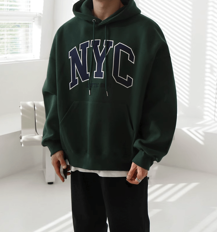 RT No. 11065 NYC EMBROIDERED LETTERED PULLOVER HOODIE – REALTAKAI