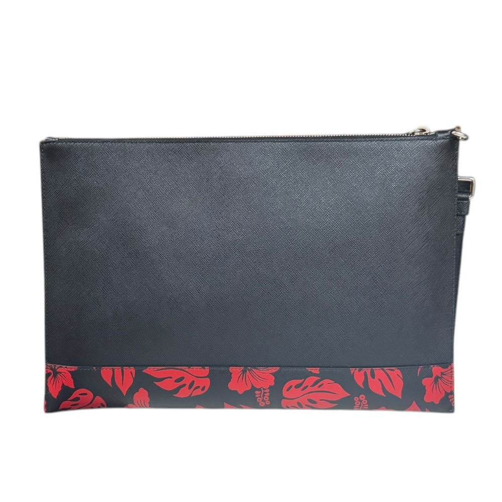 PRADA プラダ 花柄 サフィアーノ クラッチバッグ レザー ブラック