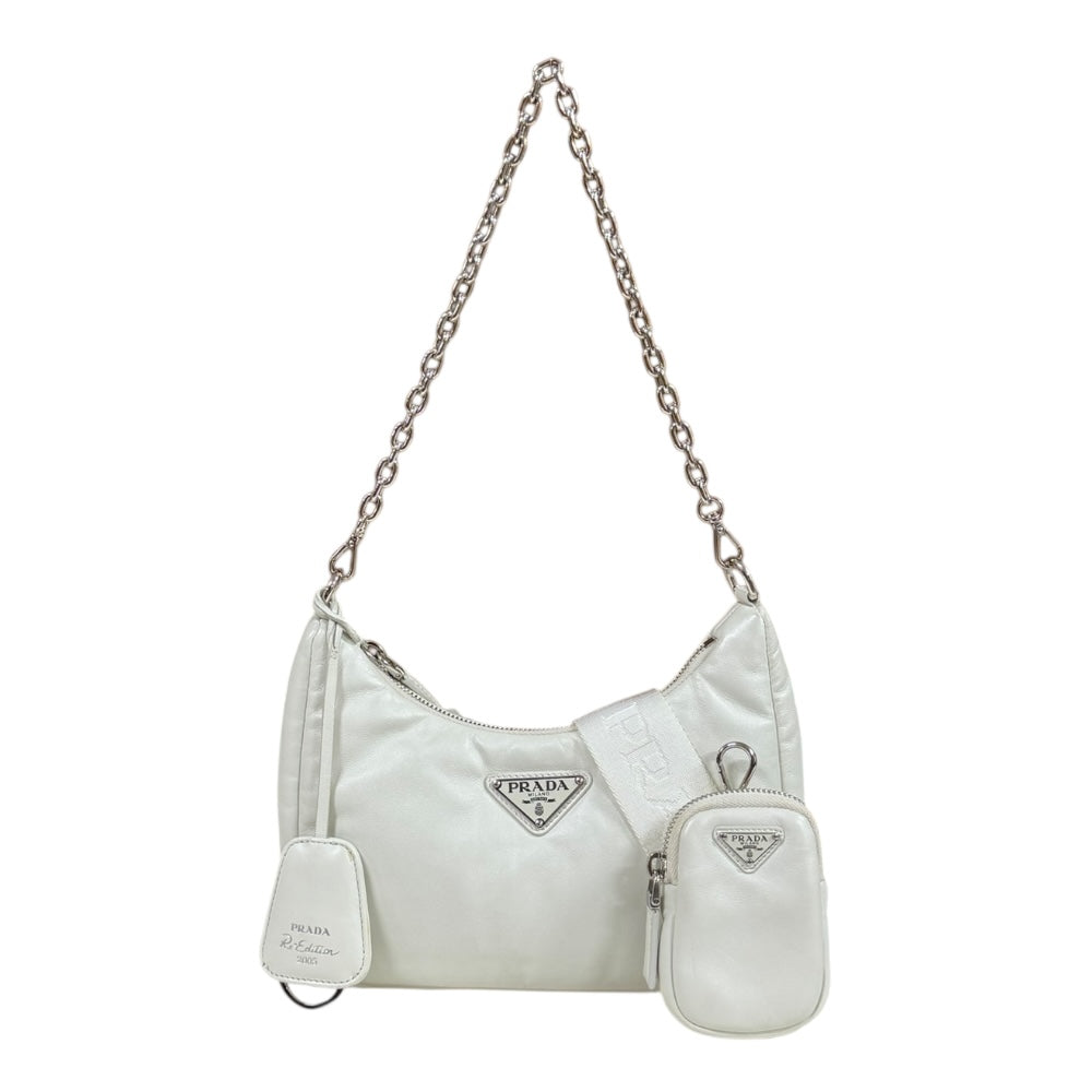 PRADA プラダ Re-Edition 2005 ショルダーバッグ レザー ホワイト