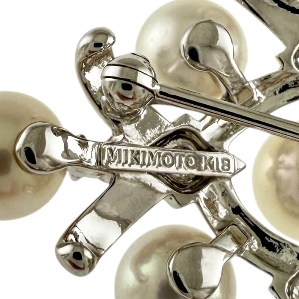 MIKIMOTO ミキモト ブローチ 18金 K18ホワイトゴールド アコヤパール