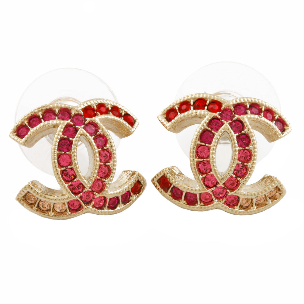 中古】 シャネル CHANEL ピアス ココマーク ラインストーン メタル