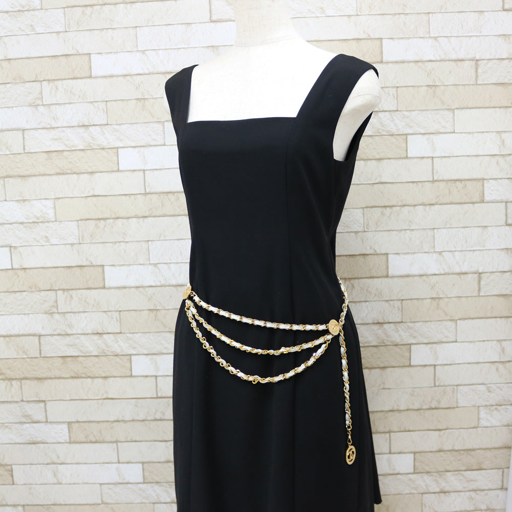 中古】 シャネル CHANEL ベルト チェーンベルト ココマーク 3連