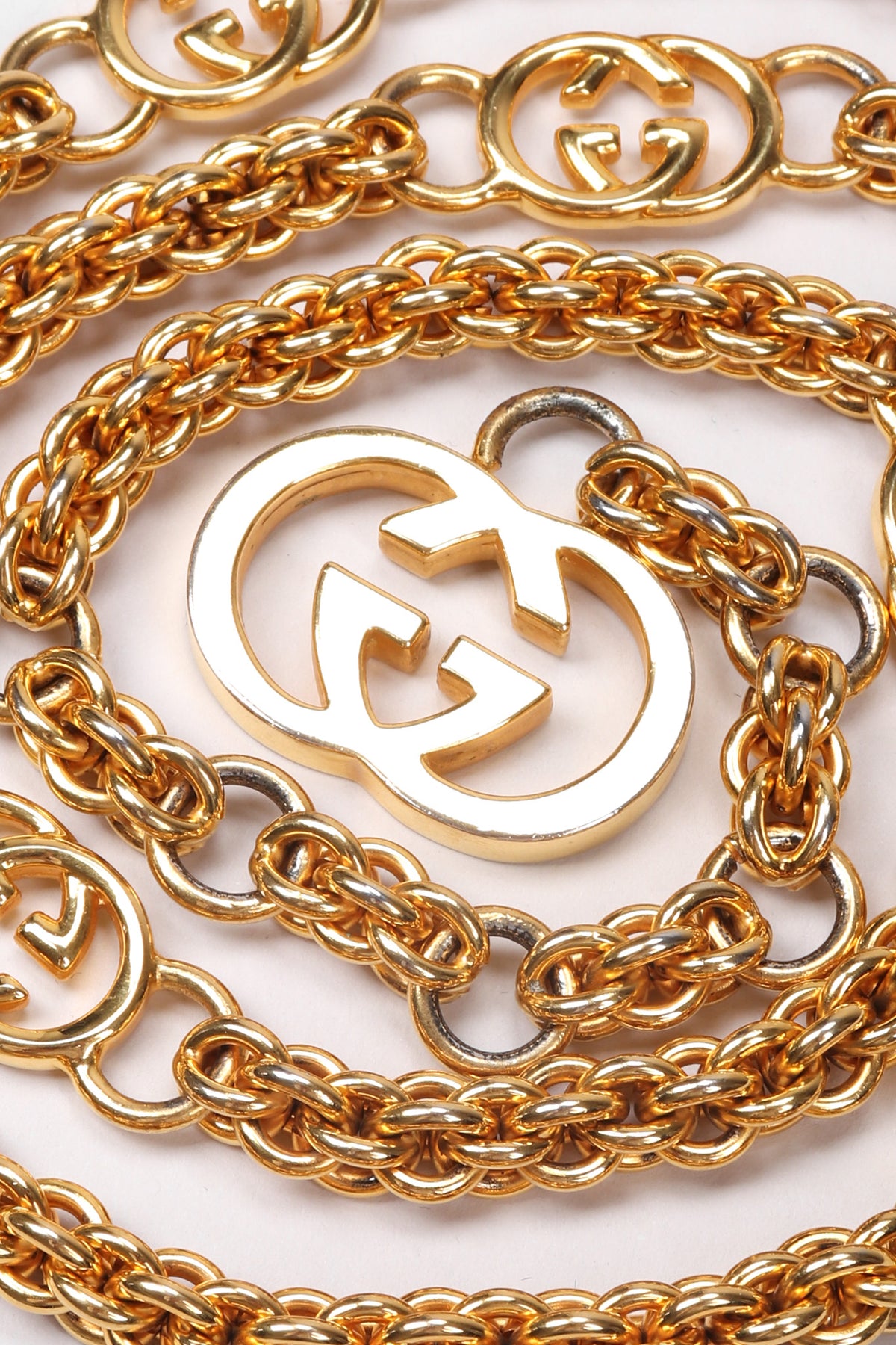 Vintage Gucci Gold Interlocking GG Logo Chain Belt – Recess
