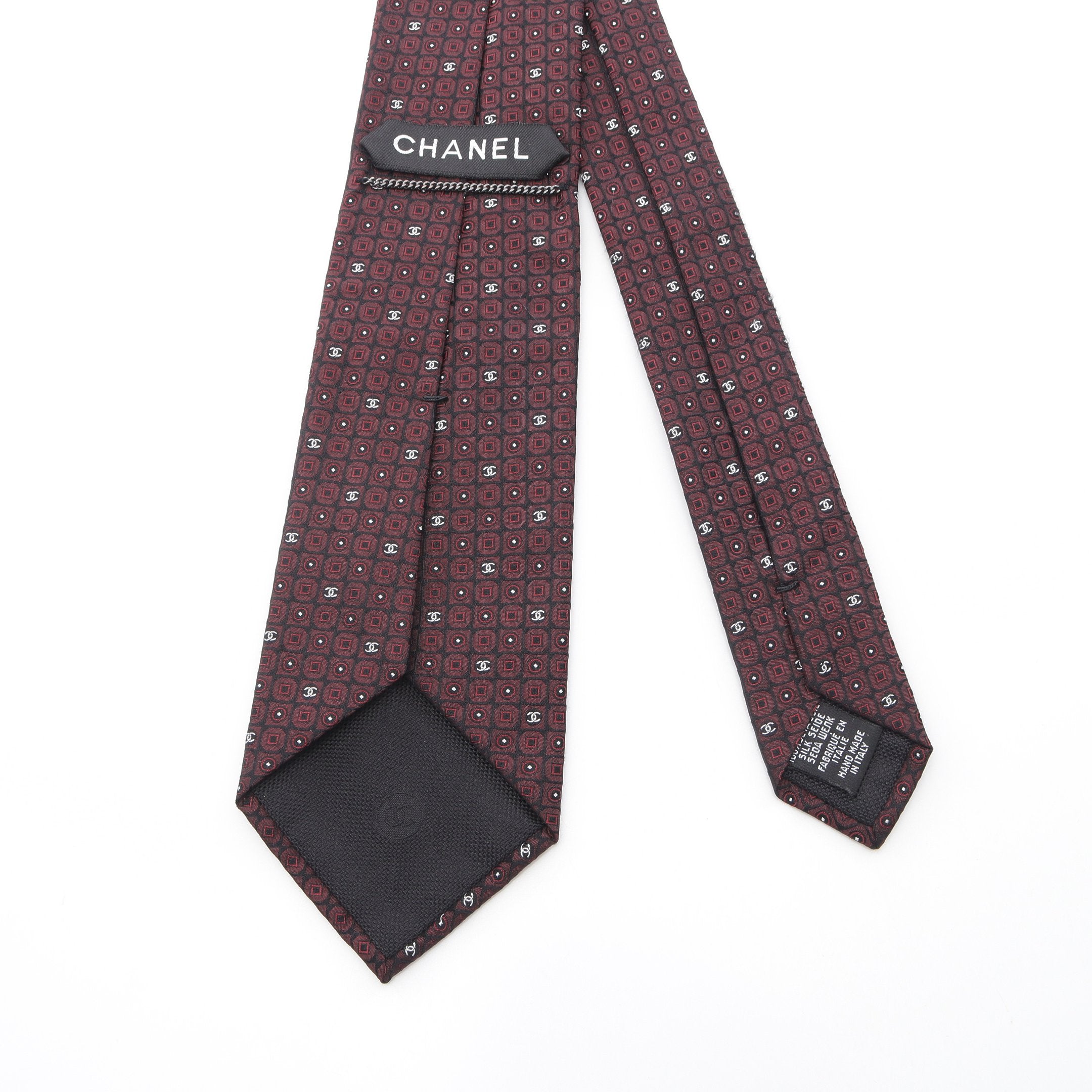 ココマーク7 ネクタイ シルク バーガンディ ブラック ホワイト