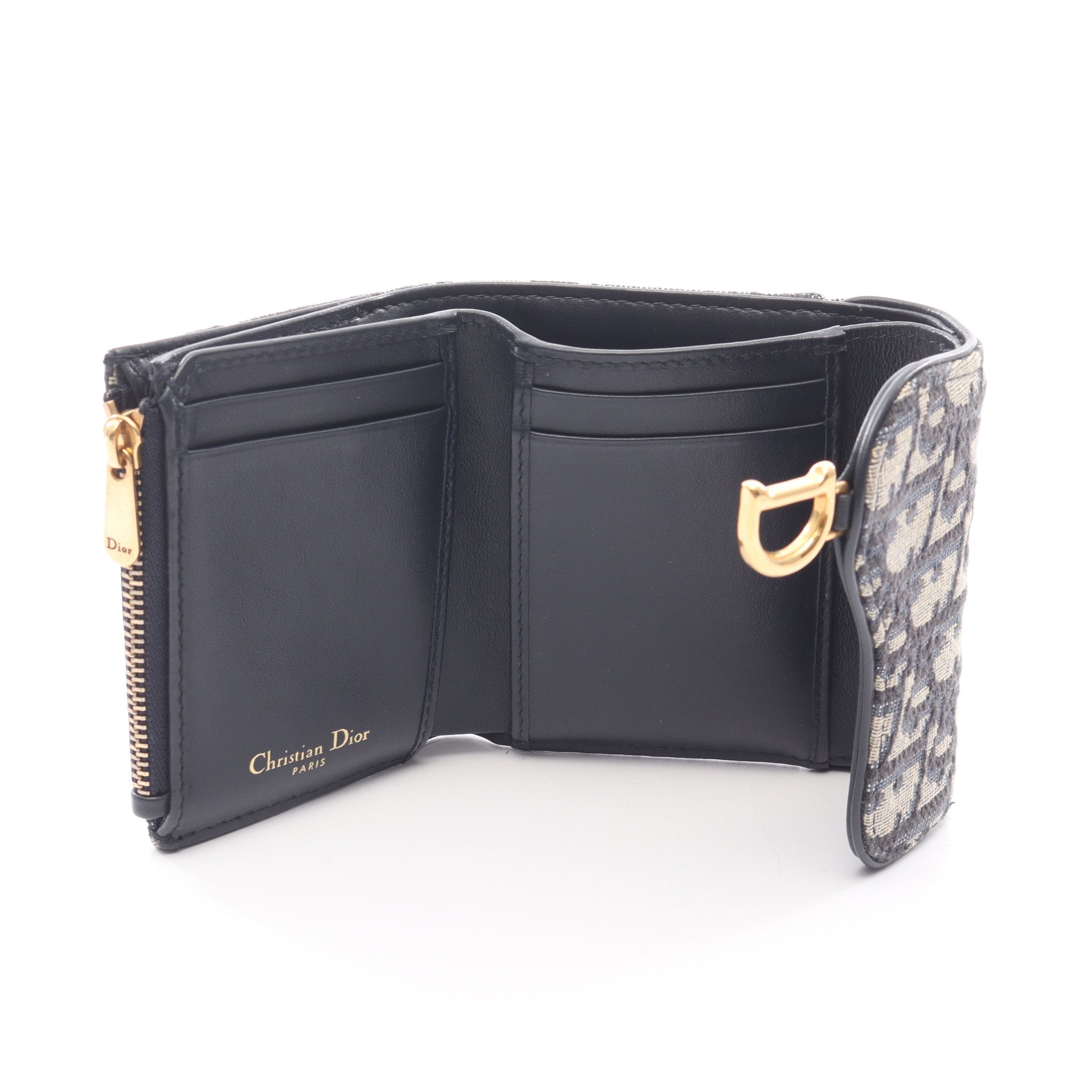 Dior 三つ折り財布 ネイビー⁄ベージュ Christian Dior ミニ財布