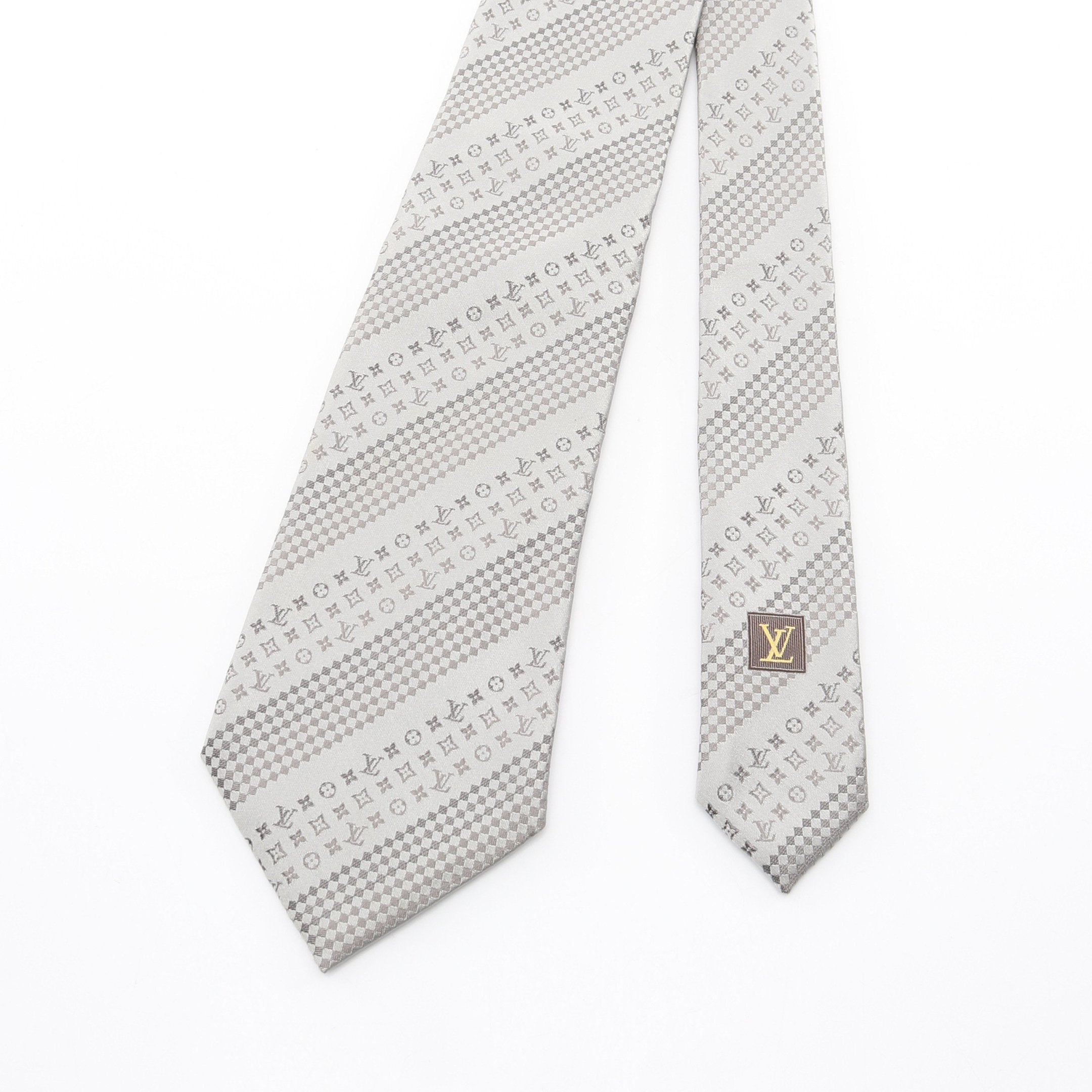 モノグラム ダミエ ネクタイ シルク グレー ルイヴィトン – RECLO