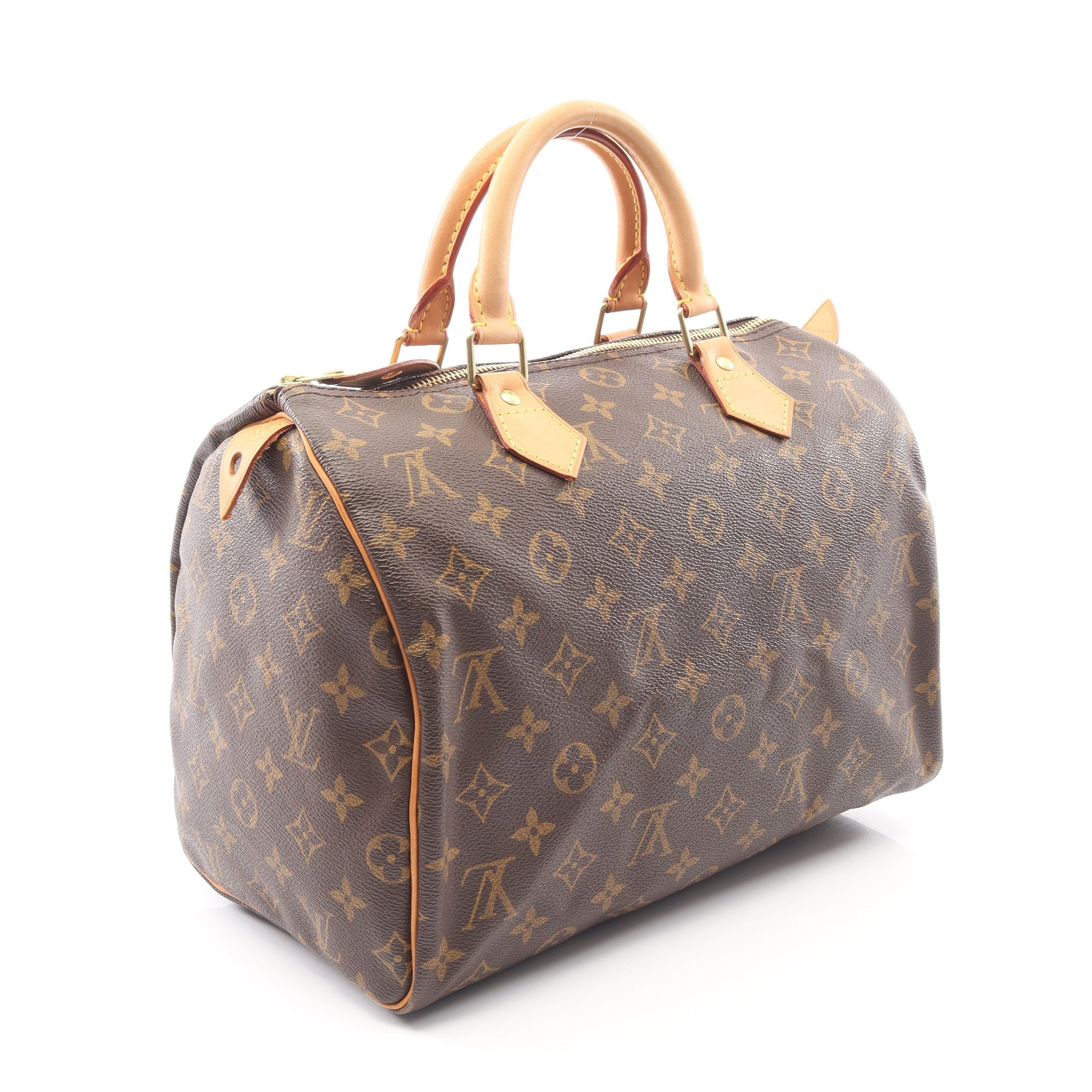 スピーディ30 モノグラム ハンドバッグ PVC レザー ブラウン ルイ