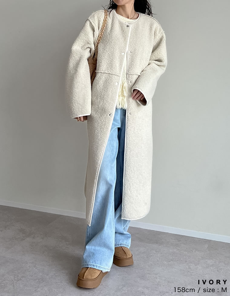 マルチウェイリバーシブルボアフェイクムートンロングコート