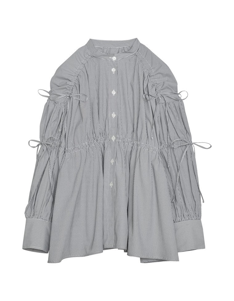 ストライプギャザーリボンブラウス - トップス通販 | 人気レディース