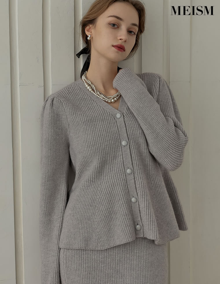 畦編みペプラムラメニットカーディガン - トップス通販 | 人気