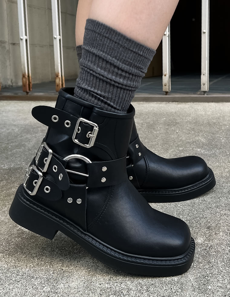 バックルデザインミドルエンジニアブーツ - シューズ通販 | 人気