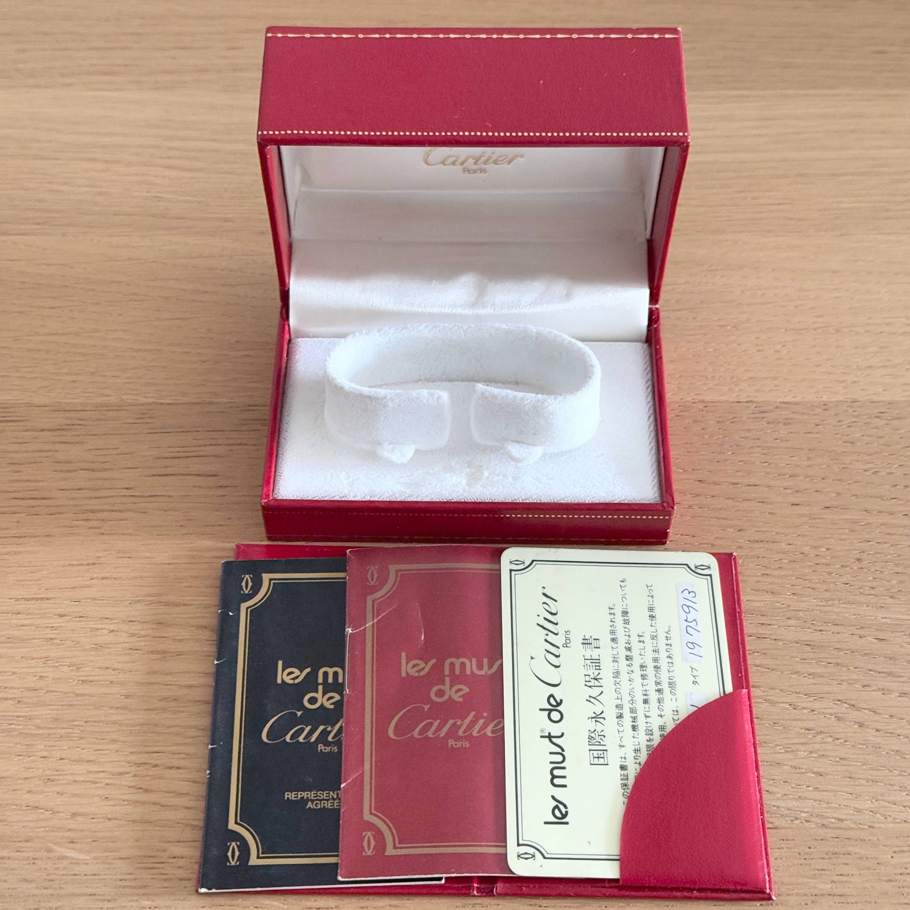 Cartier】カルティエ マストタンク LM手巻きオニキス 永久保証書付き