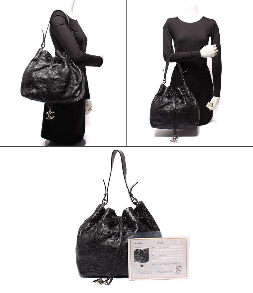 CHANEL ショルダーバッグ 巾着バッグ マトラッセ シルバー金具 14番台