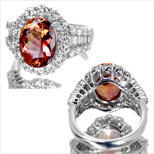 インペリアルトパーズ4.5ct ダイヤモンド1.95ct プラチナ リング(指輪