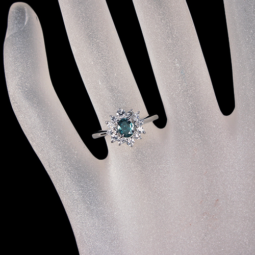 アレキサンドライト 0.4ct ダイヤモンド 0.3ct プラチナ リング(指輪