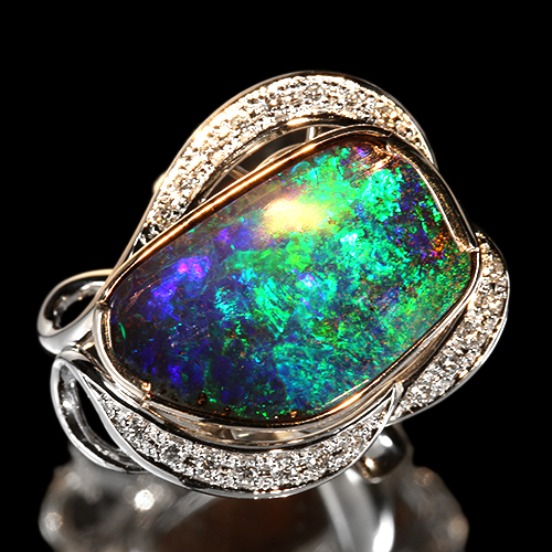 オーストラリア産ボルダーオパール 7.5ct ダイヤモンド プラチナ