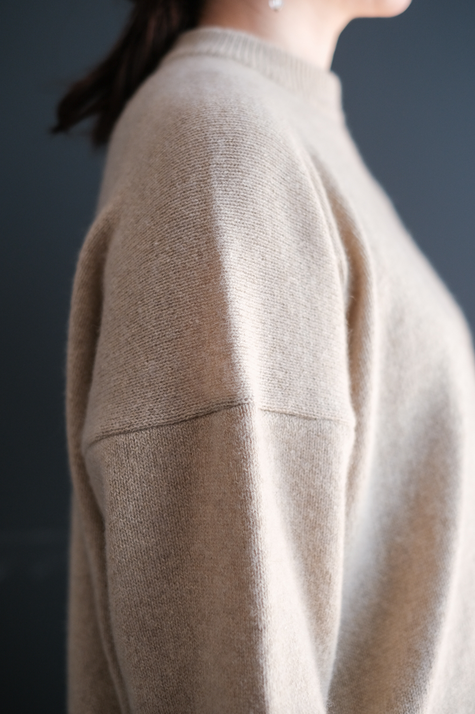 Crew neck knit (Cashmere sable knit) col.natural | Re;li