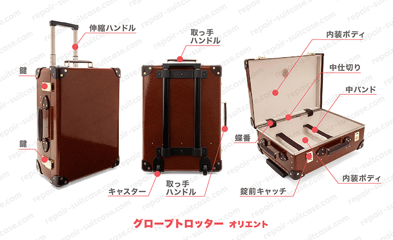 グローブ・トロッターのスーツケース修理、キャスター交換｜料金費用が