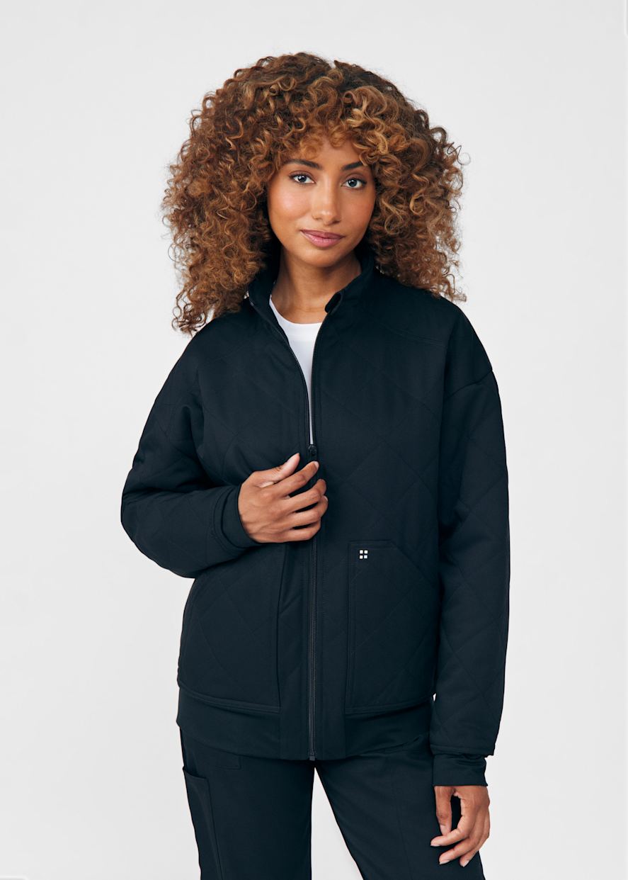 2-Pocket Mock Neck Zip Jacket | Scrubs & Beyond