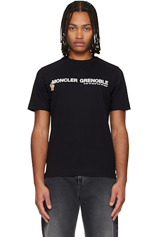 Moncler Grenoble: Black Logo Cotton T-shirt | SSENSE