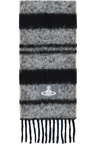 Vivienne Westwood: Gray Chunky Stripe Scarf | SSENSE