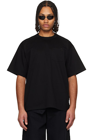 sacai: Black Cotton Jersey T-shirt | SSENSE