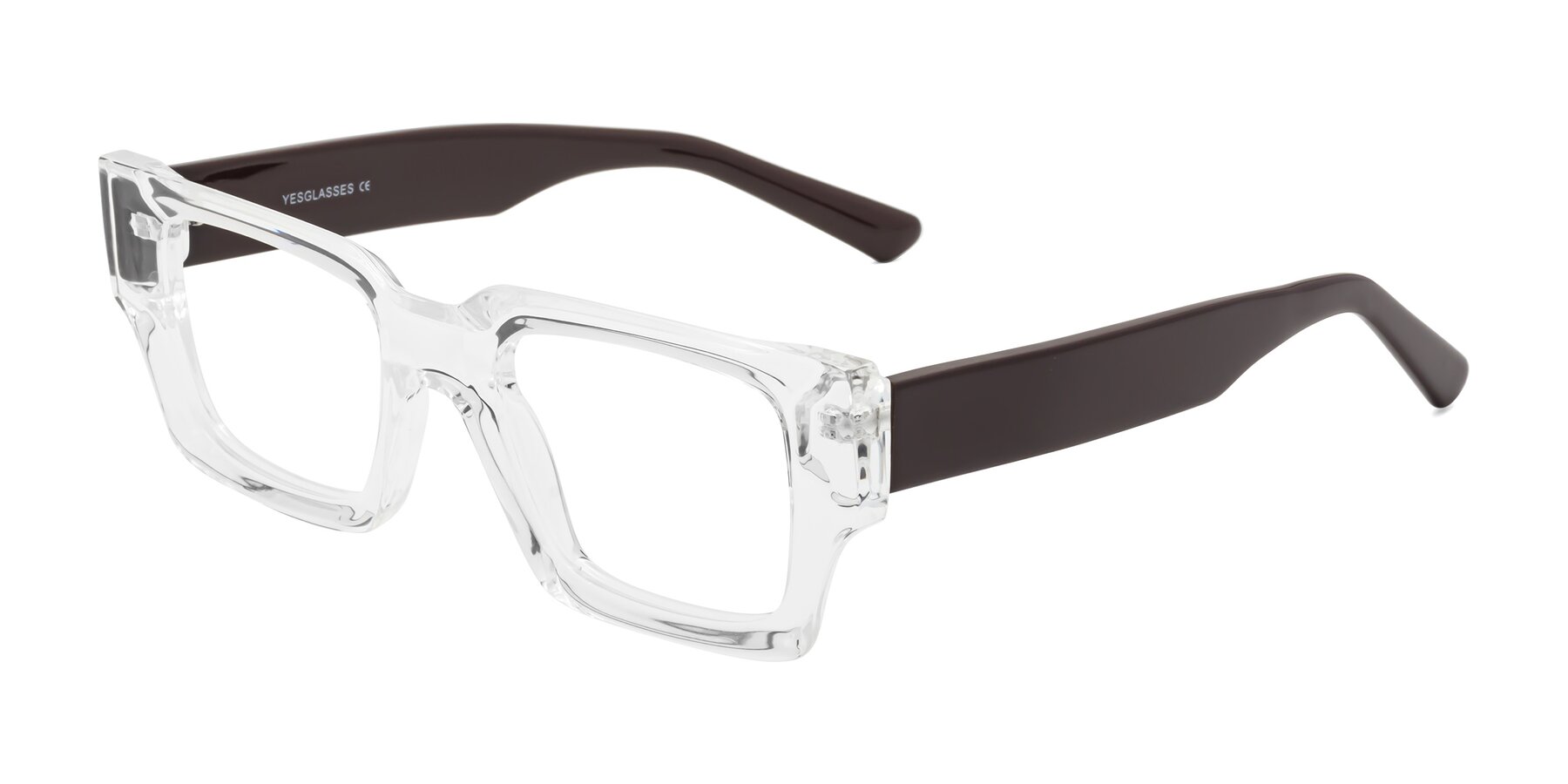 Clear/Chocolate Hipster TR90 Square Eyeglasses - Iceberg