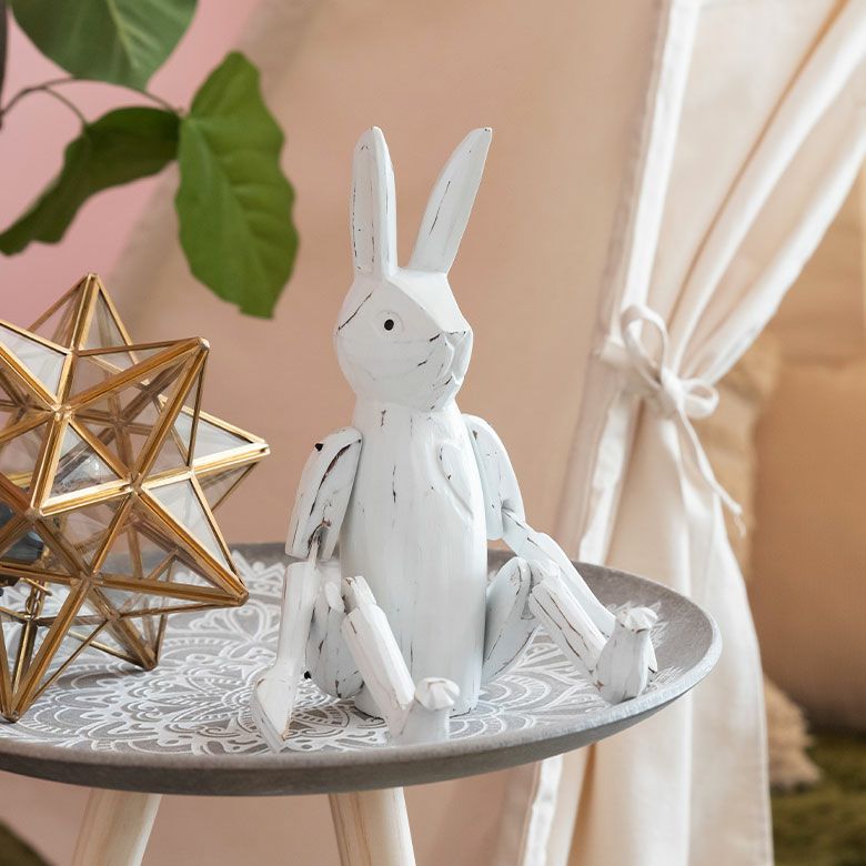 手足が動かせる木彫りのパペット人形 ウサギ バリ島のうさぎ 兎