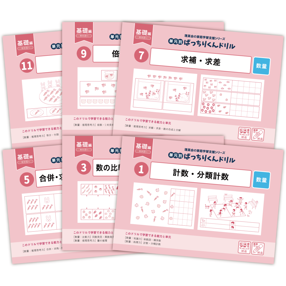 単元別ばっちりくんドリル 基礎編セット｜小学校受験 合格対策問題集