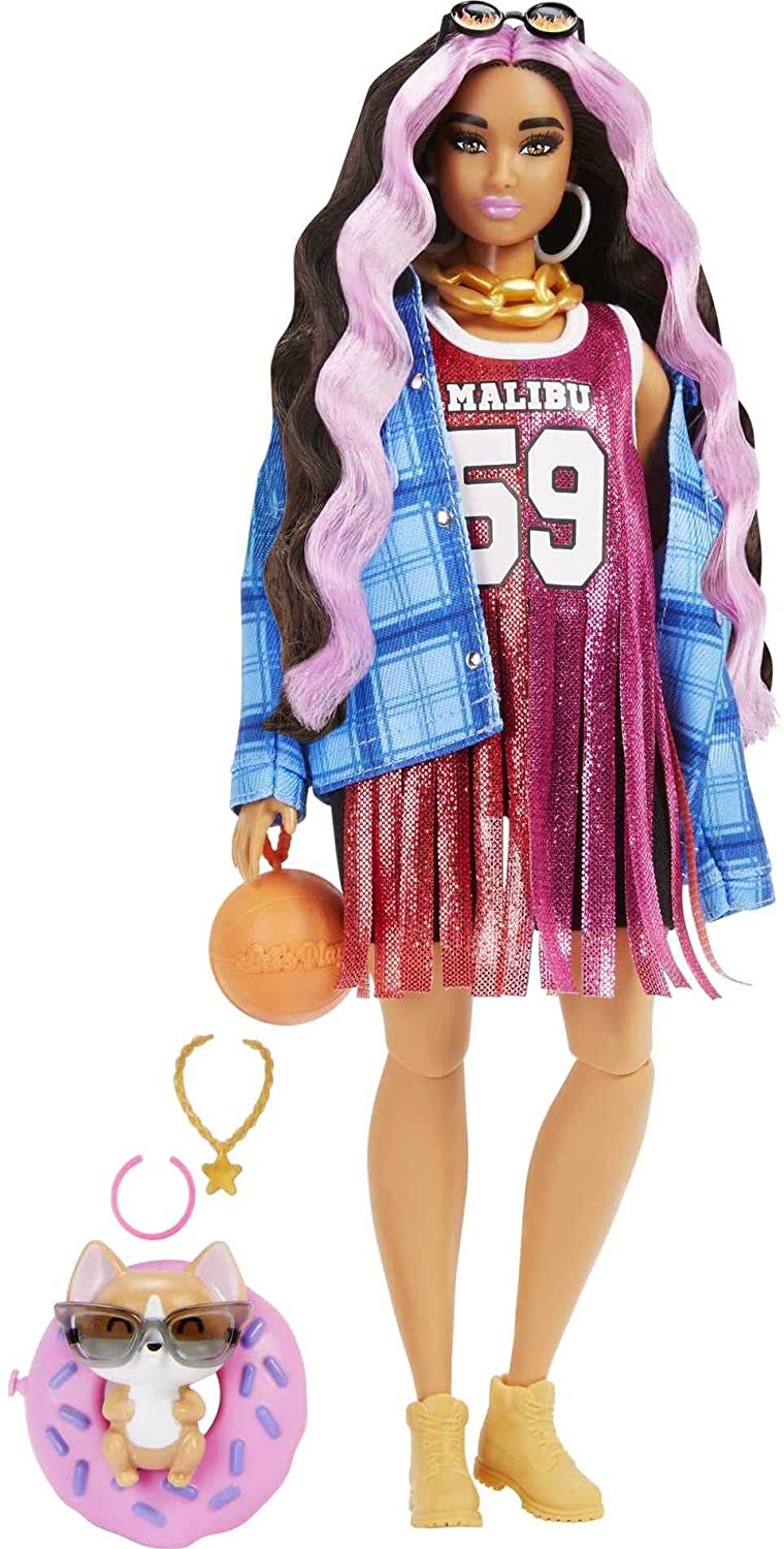 Boneca Barbie Extra com Animal de Estimação - Jaqueta Xadrez Hdj46