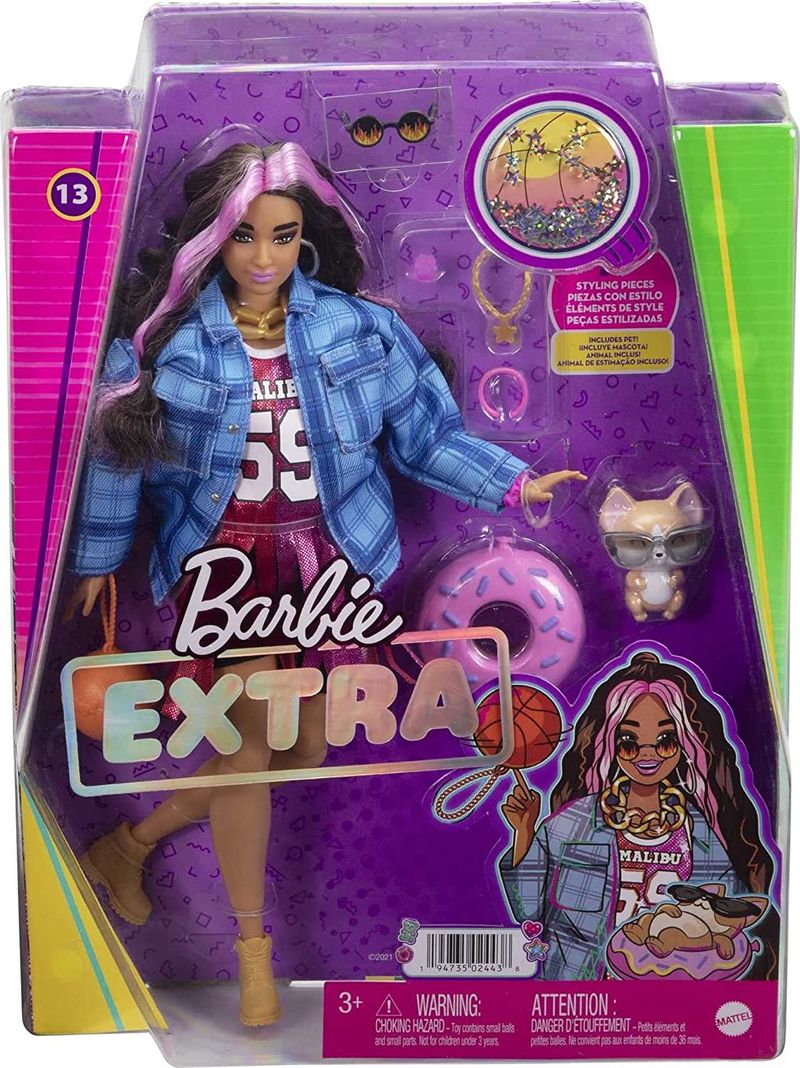 Boneca Barbie Extra com Animal de Estimação - Jaqueta Xadrez Hdj46