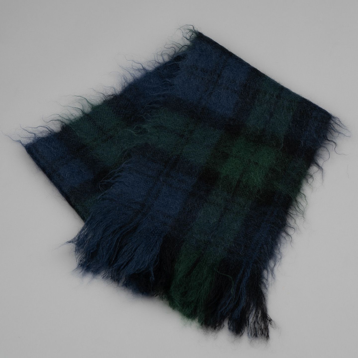 Navy & Green Plaid Mohair Scarf - The Real McCoy's | R&H