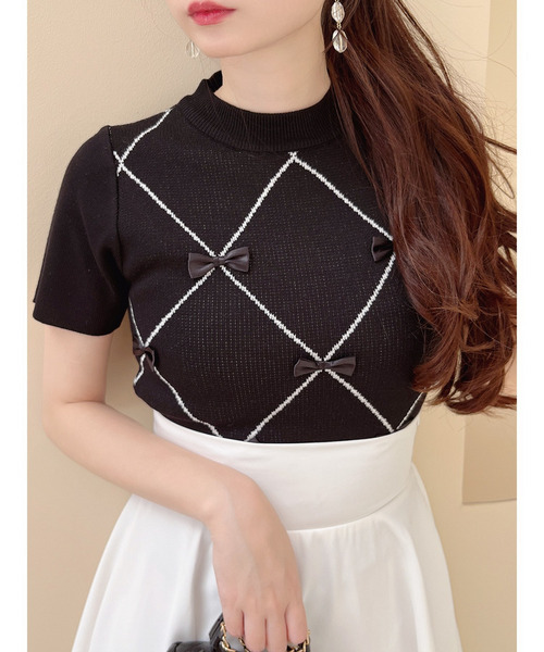 ダイヤ柄リボンニット｜MIIA ミーア 商品詳細｜ファッション通販サイト