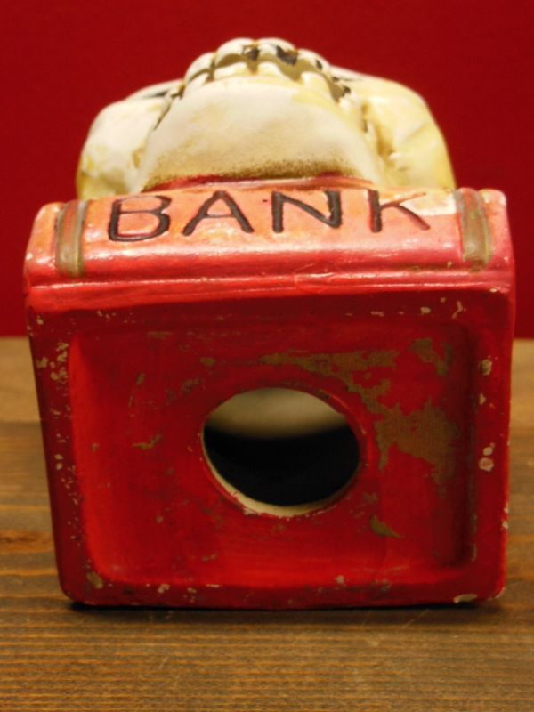 1950'S〜 SKULL ON BOOK BANK ヴィンテージ陶器製スカル骸骨貯金箱2