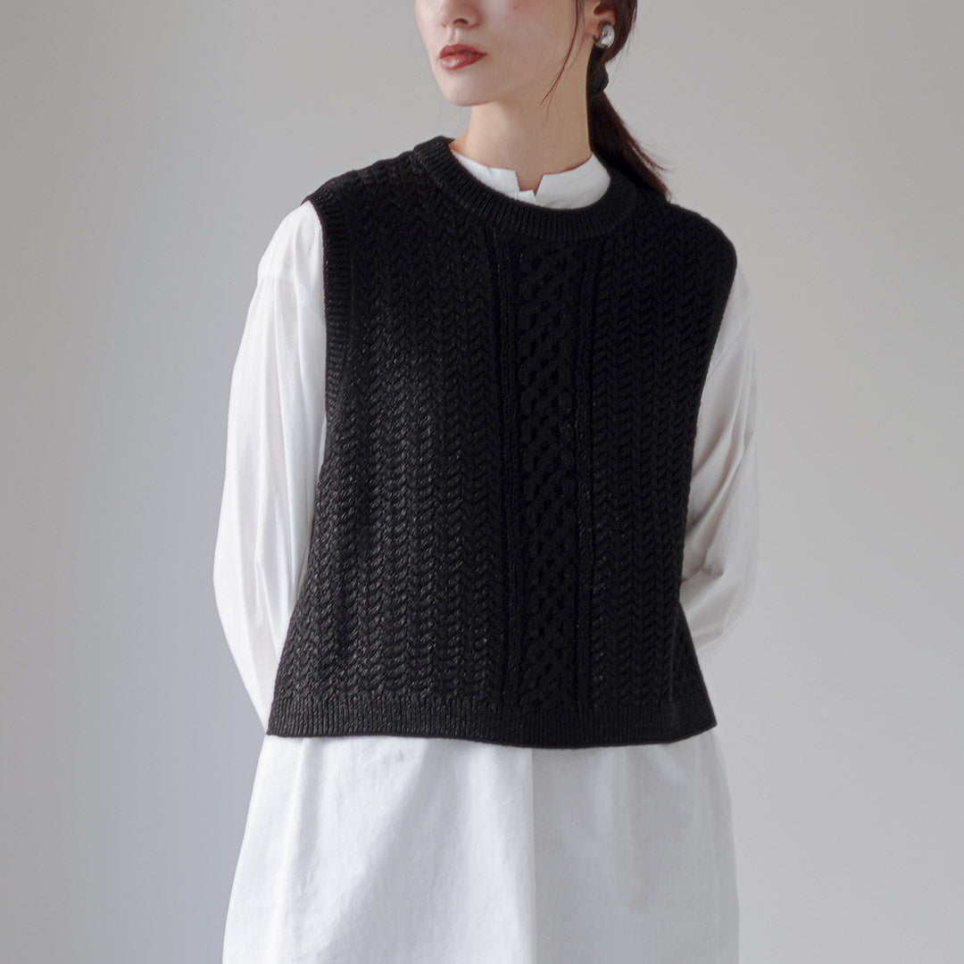 mizuiro ind（ミズイロインド） メタリック ヤーン ケーブル ベスト