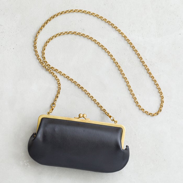 N25 レザーがま口ウォレット（ブラック・大）