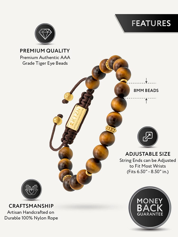 Mykonos Tiger Eye Beaded Bracelet for Men | RTZN