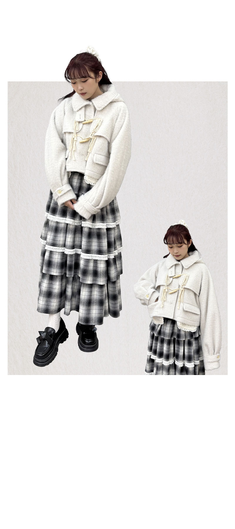 ミルクのように淡いカラーのふわふわダッフルコートが登場♪｜merry