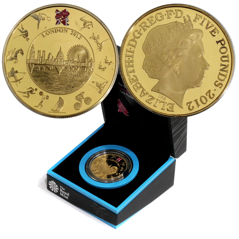 イギリスロンドンオリンピック記念 2012年 5ポンド 金メッキ銀貨 未