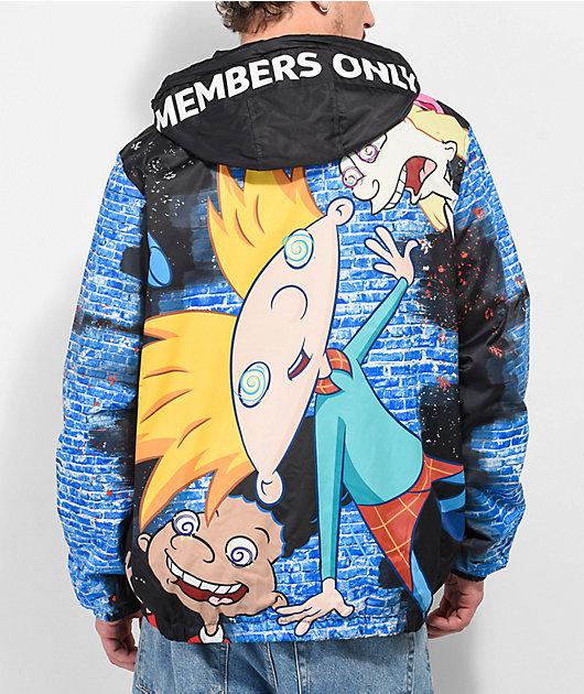 Members Only x Hey Arnold Trippy Black Windbreaker Jacket | Zumiez