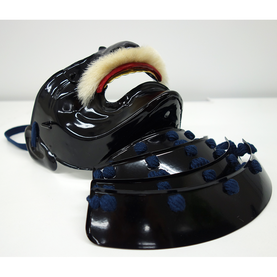 面頬 (鉄製 烈勢面) 黒塗り紺糸 即納可能品 - サムライストア SAMURAI