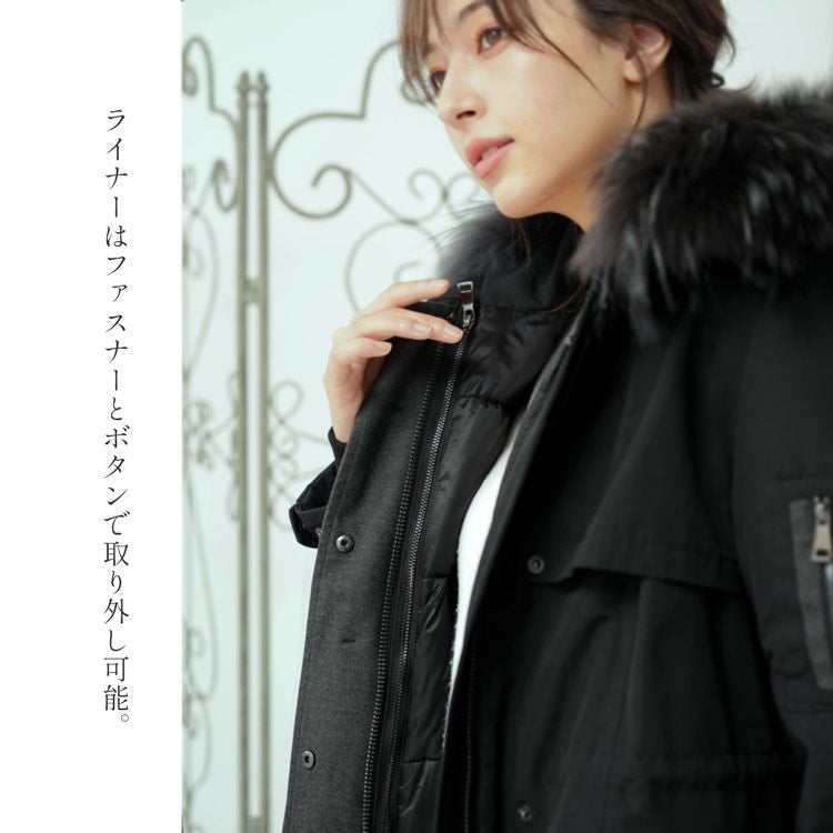 Filomo モッズコート レディース ダウン ライナー フード付き ファー