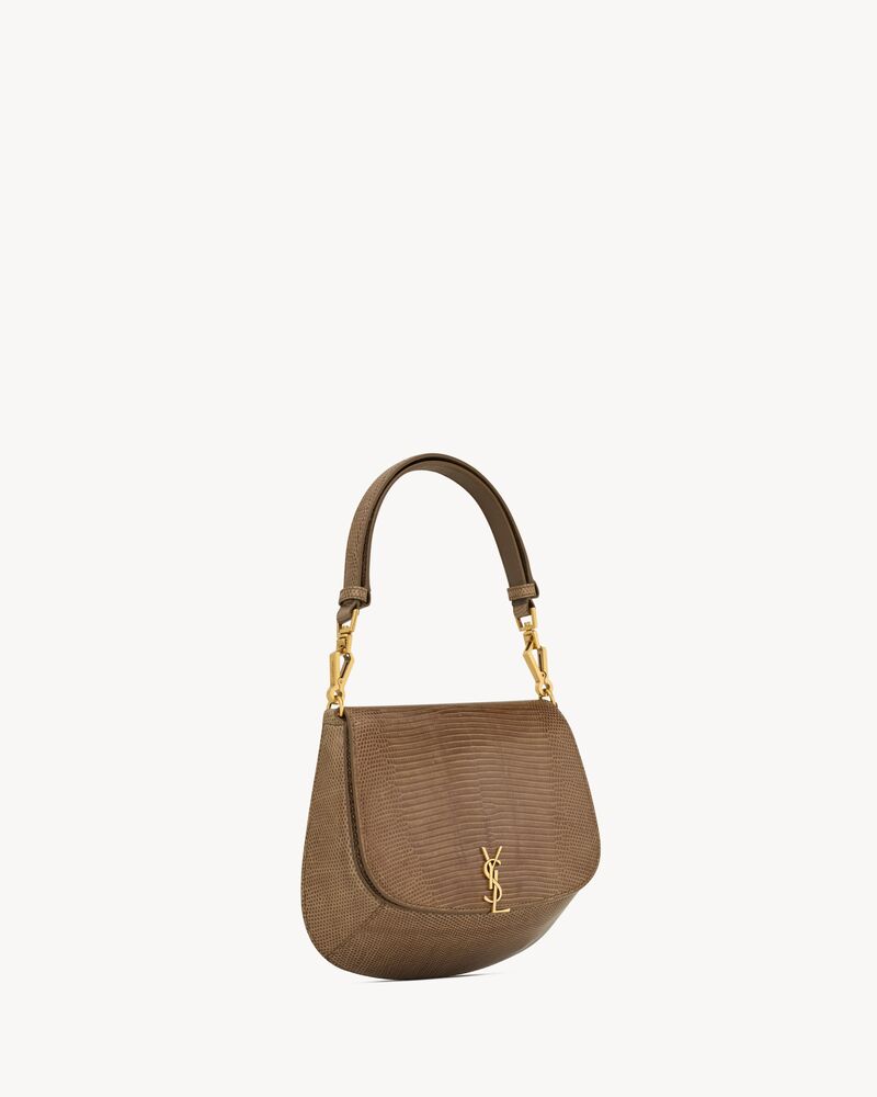 Mini VOLTAIRE top handle bag in lizard in Brown | Saint Laurent