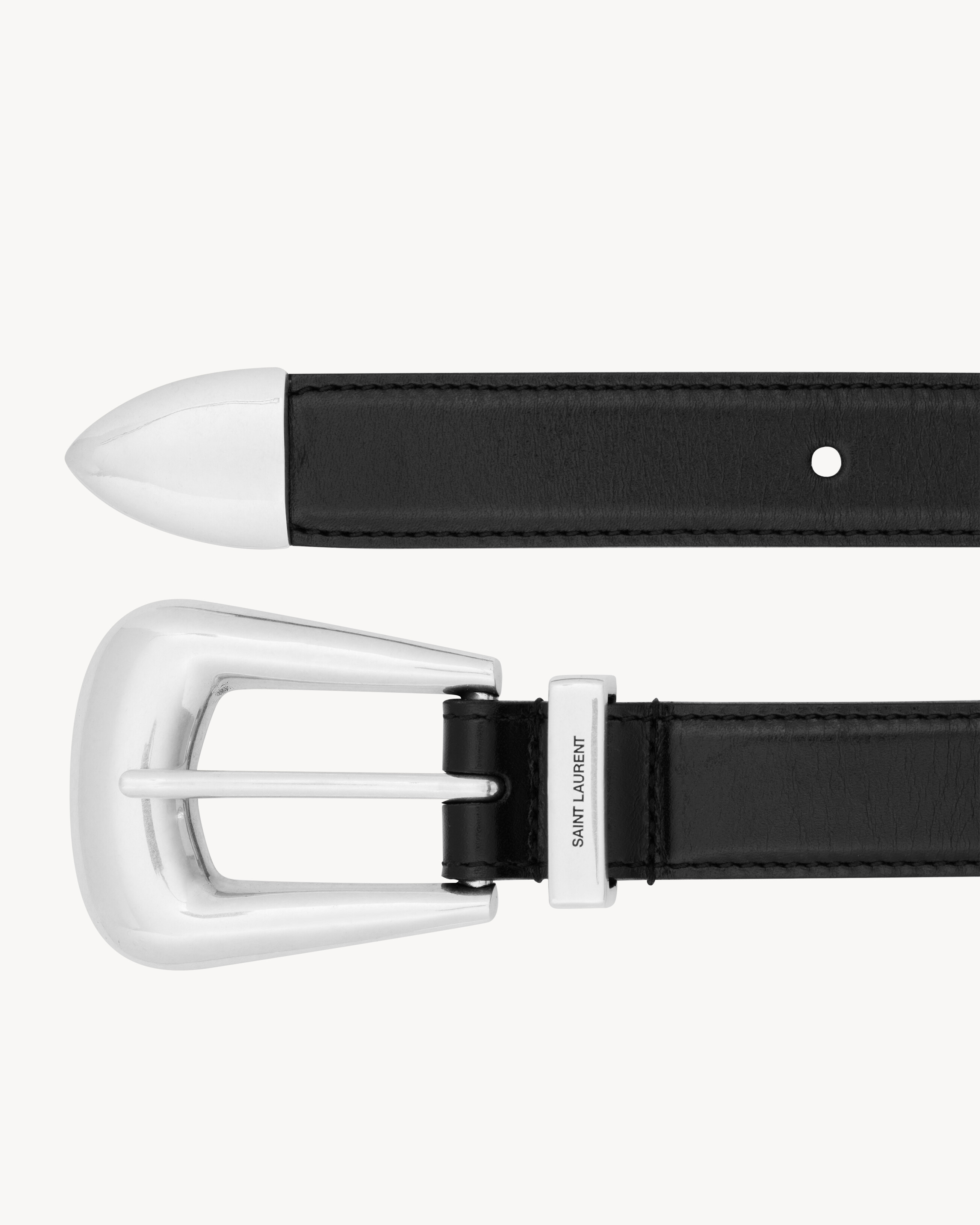 フォークバックル ベルト（スムースレザー） ブラック | Saint Laurent