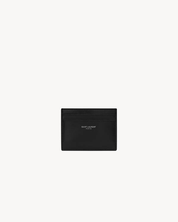 Saint Laurent Paris credit card case in smooth leather in Black