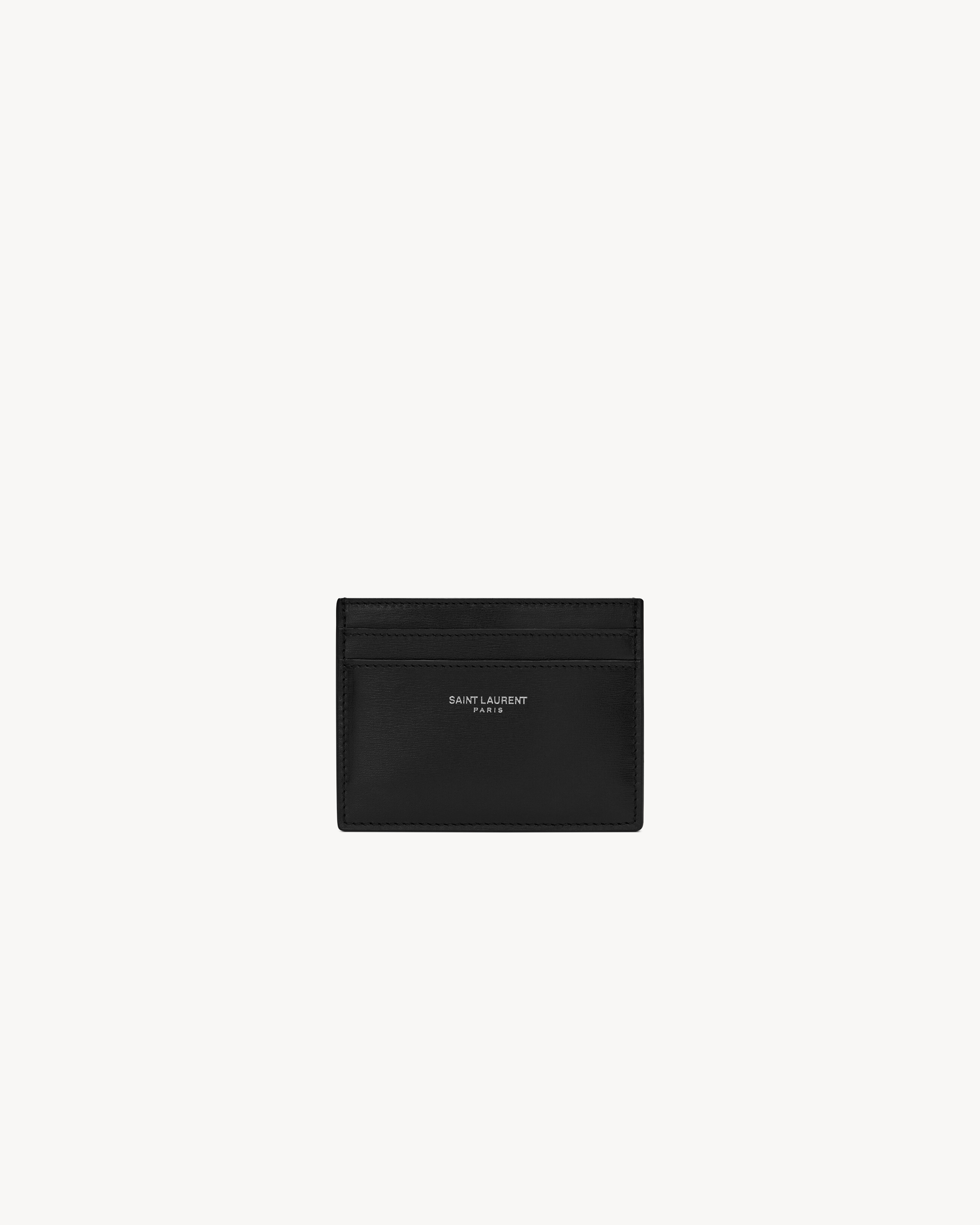Saint Laurent Paris credit card case in smooth leather in Black