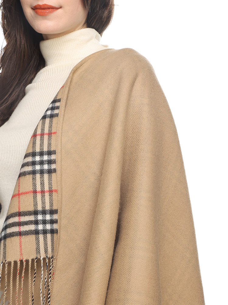 BURBERRY (バーバリー) リバーシブル チェック ウール ケープ